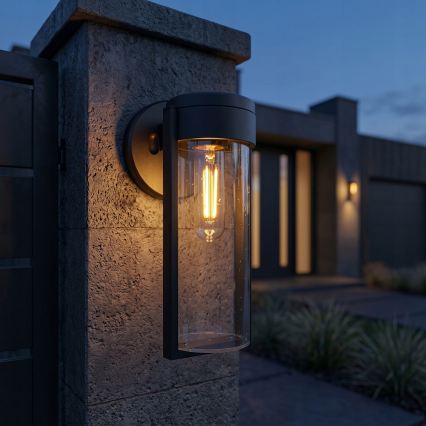 LED Solárna nástenná lampa LED/1W/3,7V 500 mAh IP65 čierna