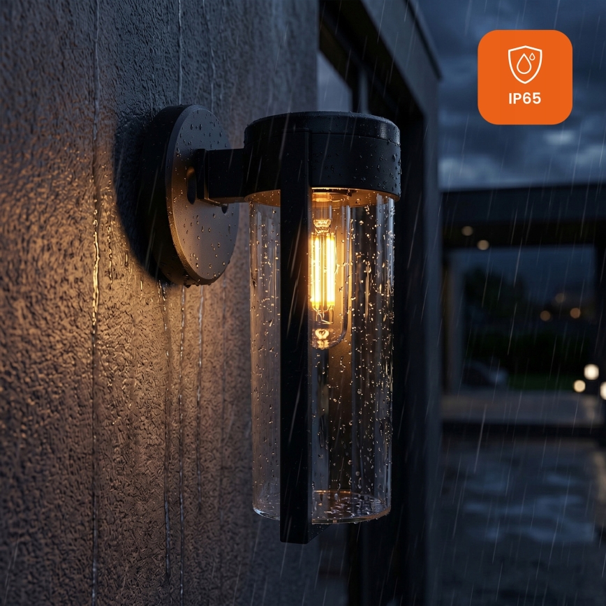 LED Solárna nástenná lampa LED/1W/3,7V 500 mAh IP65 čierna