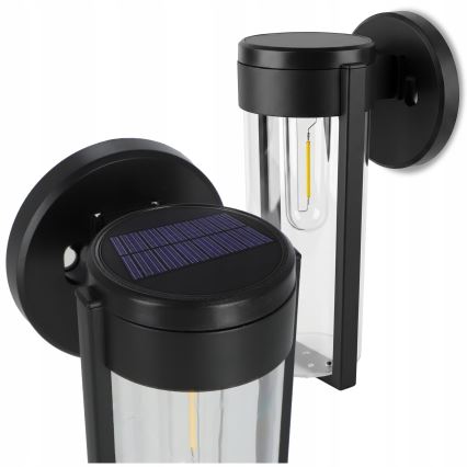 LED Solárna nástenná lampa LED/1W/3,7V 500 mAh IP65 čierna