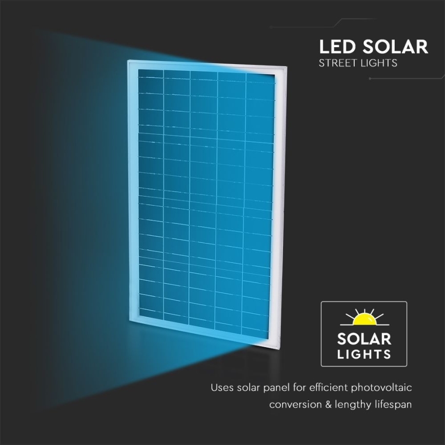 LED Stmievateľná solárna pouličná lampa SAMSUNG CHIP LED/50W/6,4V 4000K IP65 30000 mAh + diaľkové ovládanie