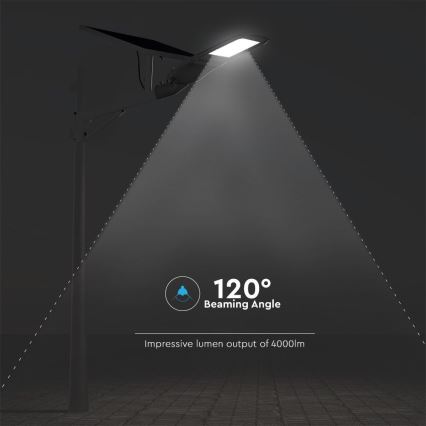 LED Stmievateľná solárna pouličná lampa SAMSUNG CHIP LED/50W/6,4V 4000K IP65 + diaľkové ovládanie