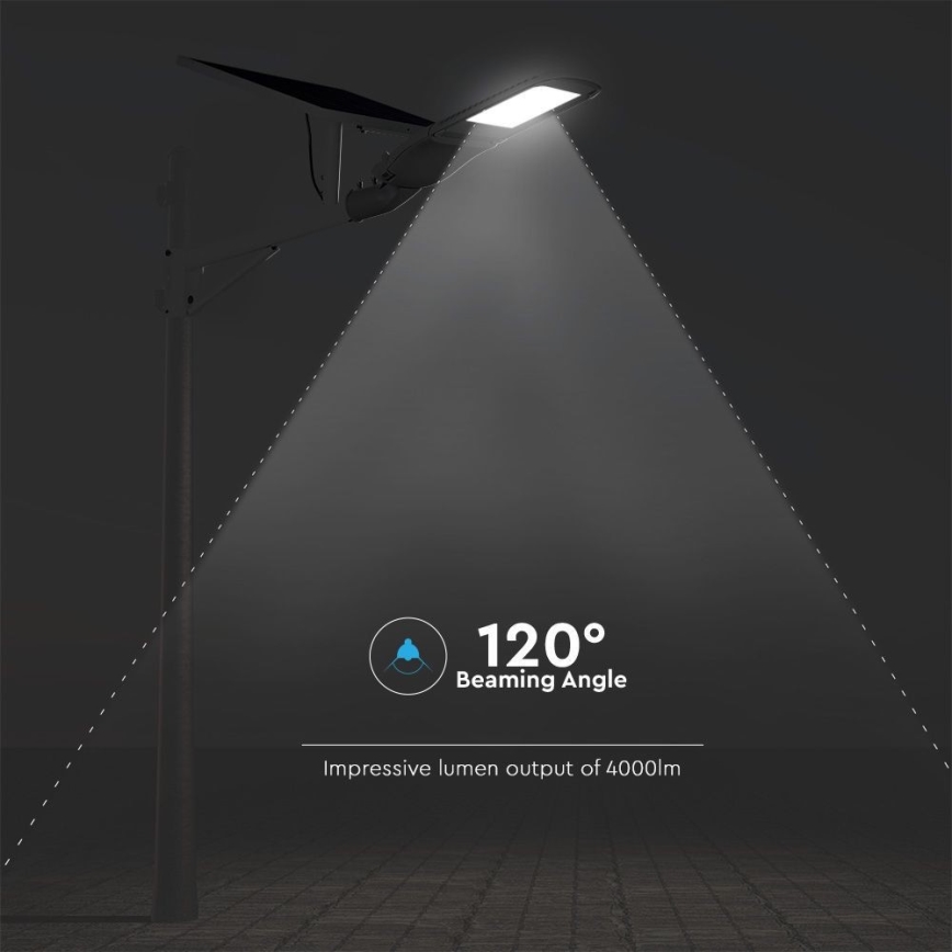 LED Stmievateľná solárna pouličná lampa SAMSUNG CHIP LED/50W/6,4V 4000K IP65 30000 mAh + diaľkové ovládanie