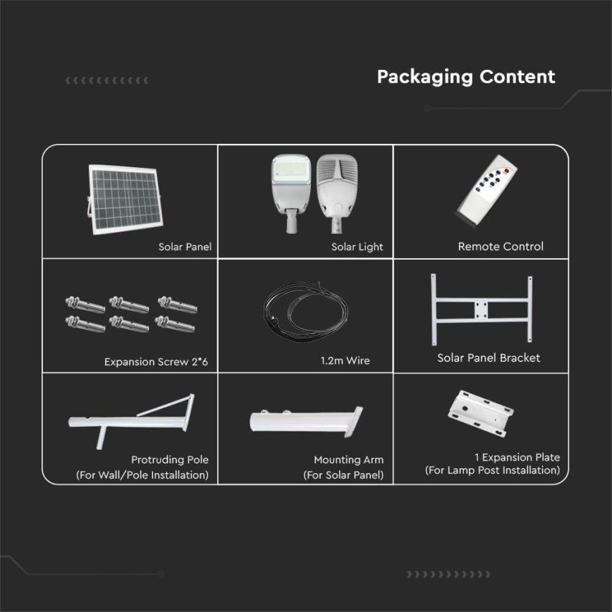 LED Stmievateľná solárna pouličná lampa SAMSUNG CHIP LED/50W/6,4V 4000K IP65 30000 mAh + diaľkové ovládanie