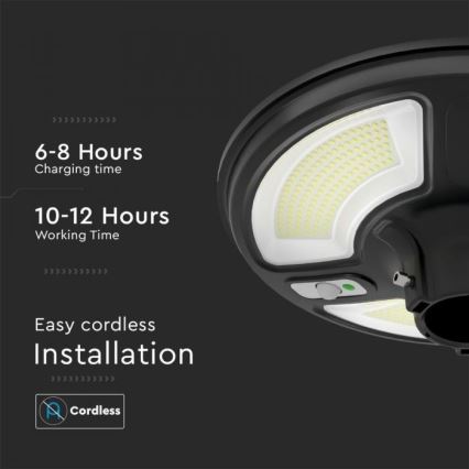 LED Solárna pouličná lampa so senzorom LED/10W/3,2V IP65 4000K 15000 mAh + diaľkové ovládanie