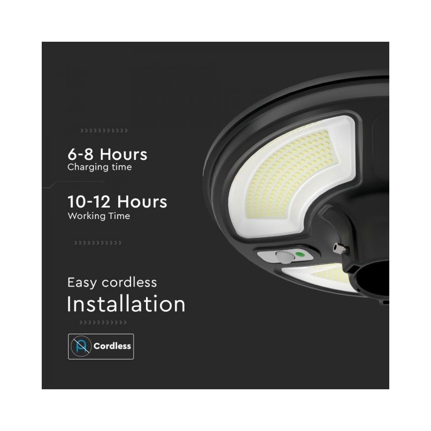 LED Solárna pouličná lampa so senzorom LED/10W/3,2V IP65 4000K 15000 mAh + diaľkové ovládanie