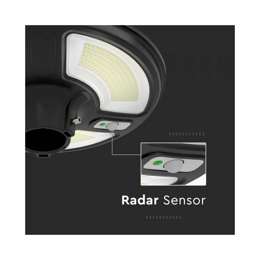 LED Solárna pouličná lampa so senzorom LED/10W/3,2V IP65 4000K 15000 mAh + diaľkové ovládanie