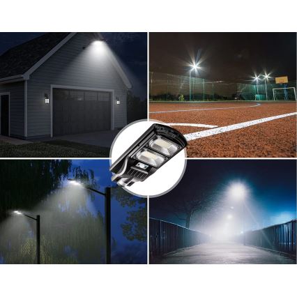 LED Stmievateľná solárna pouličná lampa so senzorom LED/120W/6V 6500K IP65 čierna + diaľkové ovládanie