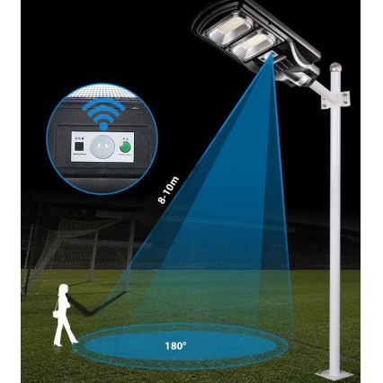 LED Stmievateľná solárna pouličná lampa so senzorom LED/120W/6V 6500K IP65 čierna + diaľkové ovládanie