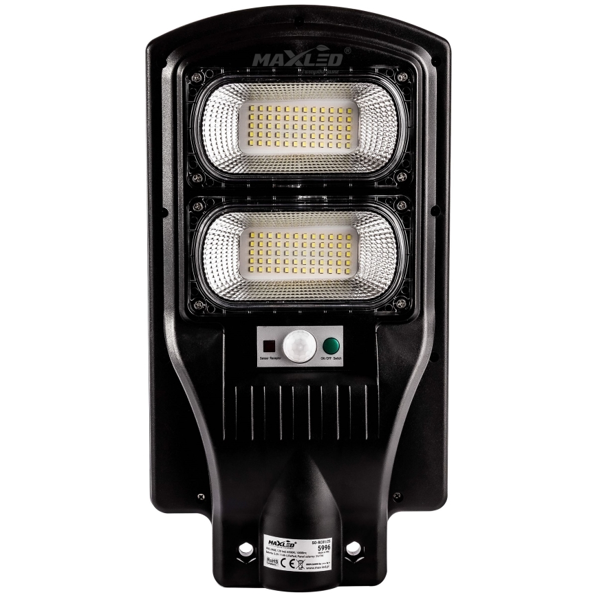 LED Stmievateľná solárna pouličná lampa so senzorom LED/120W/6V 6500K IP65 čierna + diaľkové ovládanie