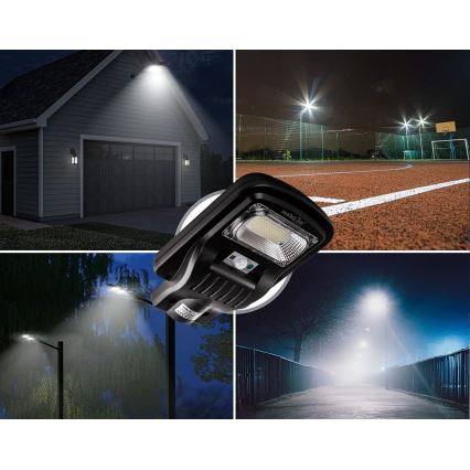 LED Stmievateľná solárna pouličná lampa so senzorom LED/150W/6V 6500K IP65 čierna + diaľkové ovládanie