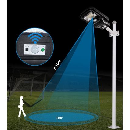 LED Stmievateľná solárna pouličná lampa so senzorom LED/150W/6V 6500K IP65 čierna + diaľkové ovládanie