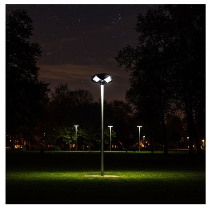LED Stmievateľná solárna pouličná lampa so senzorom LED/15W/6V 11000 mAh 6500K IP65 čierna + diaľkové ovládanie