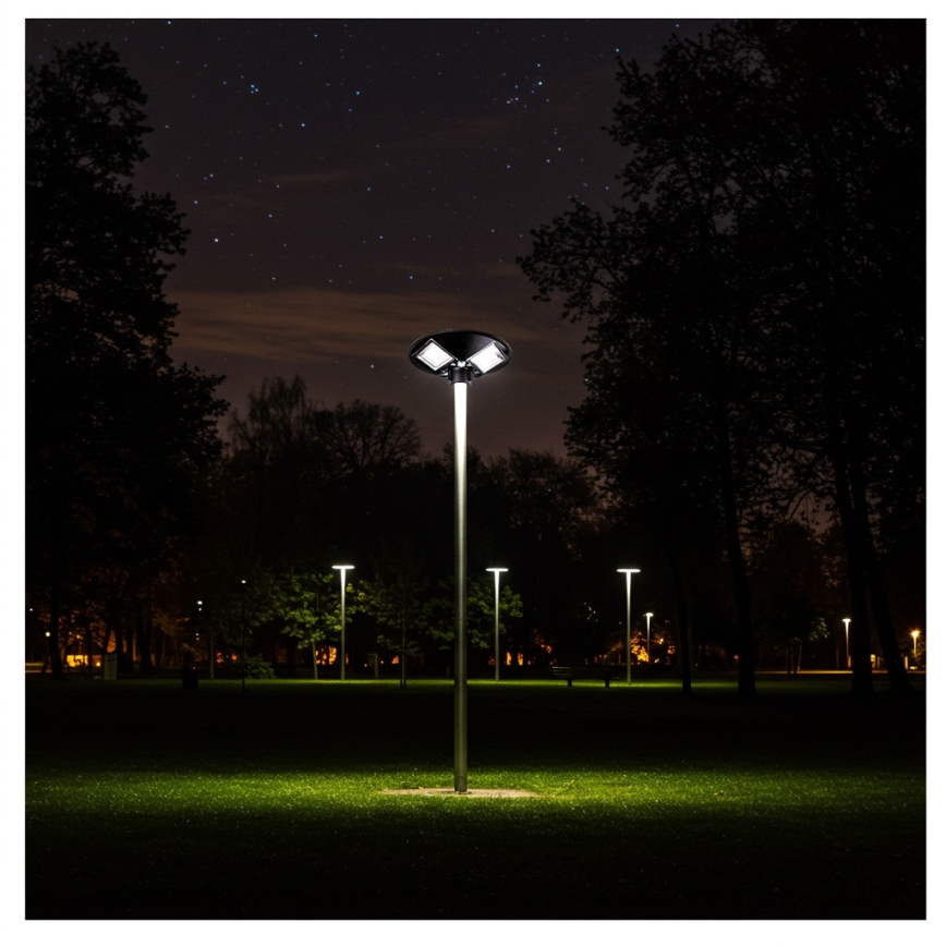 LED Stmievateľná solárna pouličná lampa so senzorom LED/15W/6V 11000 mAh 6500K IP65 čierna + diaľkové ovládanie