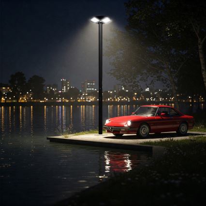 LED Stmievateľná solárna pouličná lampa so senzorom LED/15W/6V 11000 mAh 6500K IP65 čierna + diaľkové ovládanie