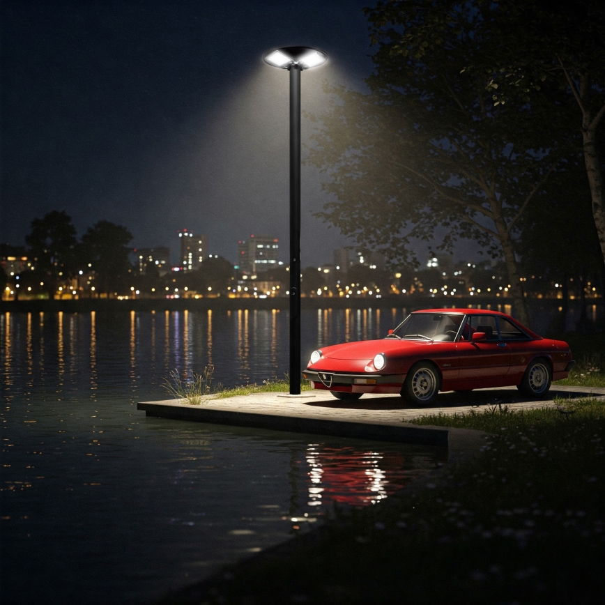 LED Stmievateľná solárna pouličná lampa so senzorom LED/15W/6V 11000 mAh 6500K IP65 čierna + diaľkové ovládanie