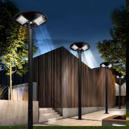 LED Stmievateľná solárna pouličná lampa so senzorom LED/15W/6V 11000 mAh 6500K IP65 čierna + diaľkové ovládanie