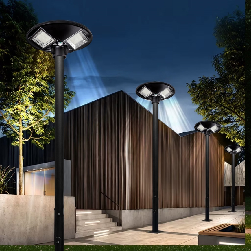 LED Stmievateľná solárna pouličná lampa so senzorom LED/15W/6V 11000 mAh 6500K IP65 čierna + diaľkové ovládanie