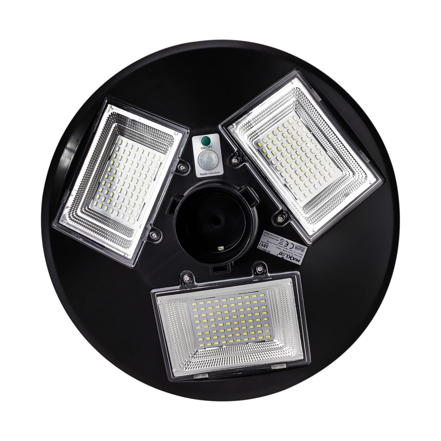 LED Stmievateľná solárna pouličná lampa so senzorom LED/15W/6V 11000 mAh 6500K IP65 čierna + diaľkové ovládanie