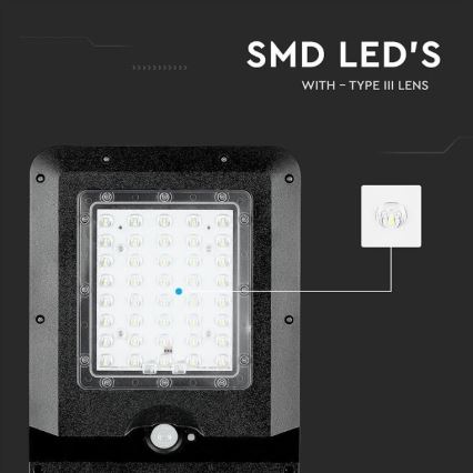 LED Solárna pouličná lampa so senzorom LED/15W/7,4V 4000K IP65 10800 mAh
