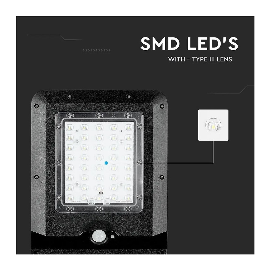 LED Solárna pouličná lampa so senzorom LED/15W/7,4V 4000K IP65 10800 mAh