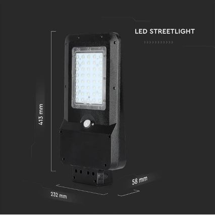 LED Solárna pouličná lampa so senzorom LED/15W/7,4V 4000K IP65 10800 mAh