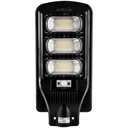LED Stmievateľná solárna pouličná lampa so senzorom LED/180W/6V 6500K IP65 čierna + diaľkové ovládanie