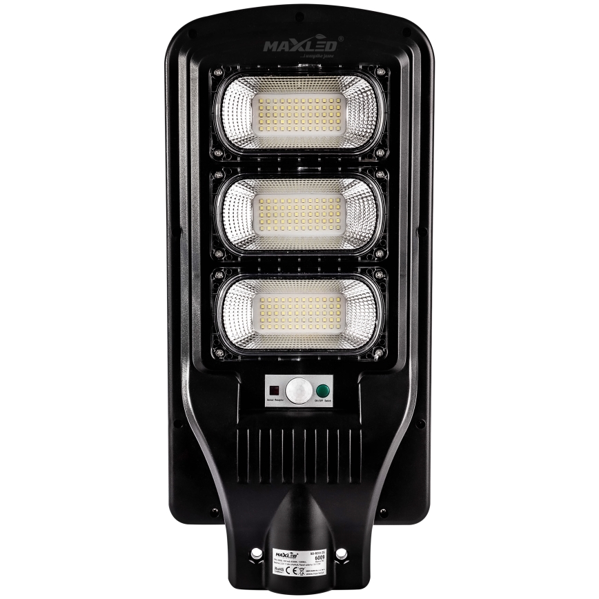 LED Stmievateľná solárna pouličná lampa so senzorom LED/180W/6V 6500K IP65 čierna + diaľkové ovládanie