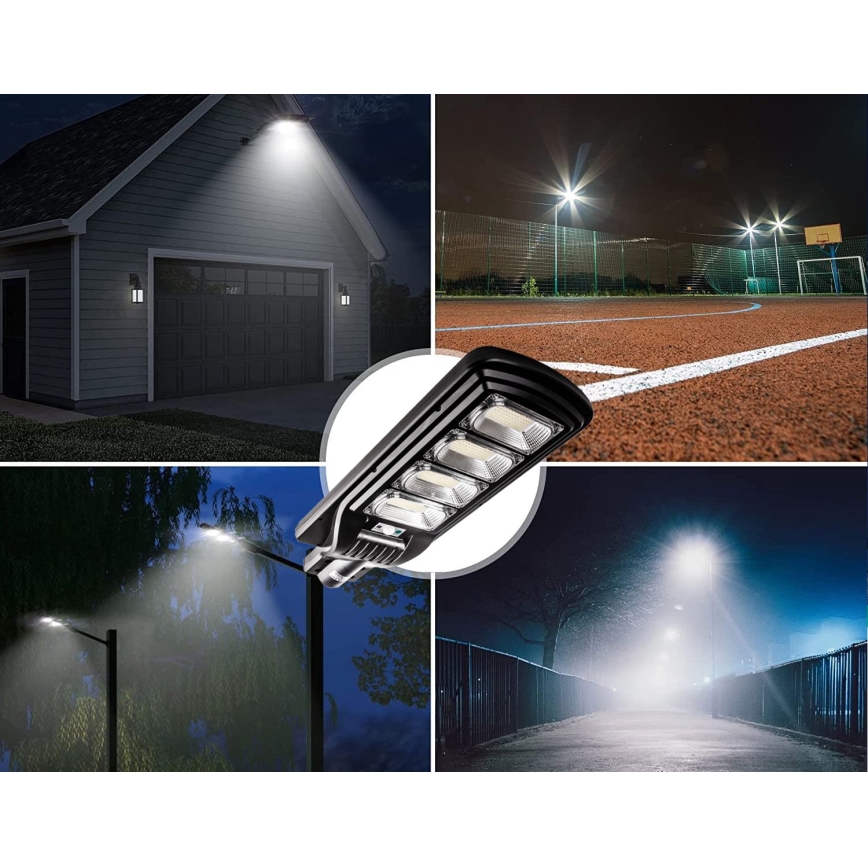 LED Stmievateľná solárna pouličná lampa so senzorom LED/240W/6V 6500K IP65 čierna + diaľkové ovládanie