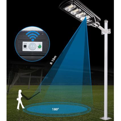 LED Stmievateľná solárna pouličná lampa so senzorom LED/240W/6V 6500K IP65 čierna + diaľkové ovládanie