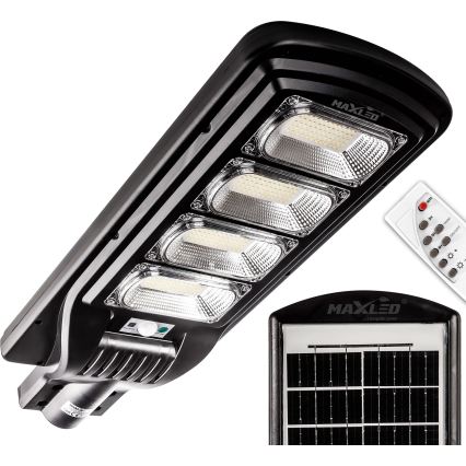 LED Stmievateľná solárna pouličná lampa so senzorom LED/240W/6V 6500K IP65 čierna + diaľkové ovládanie