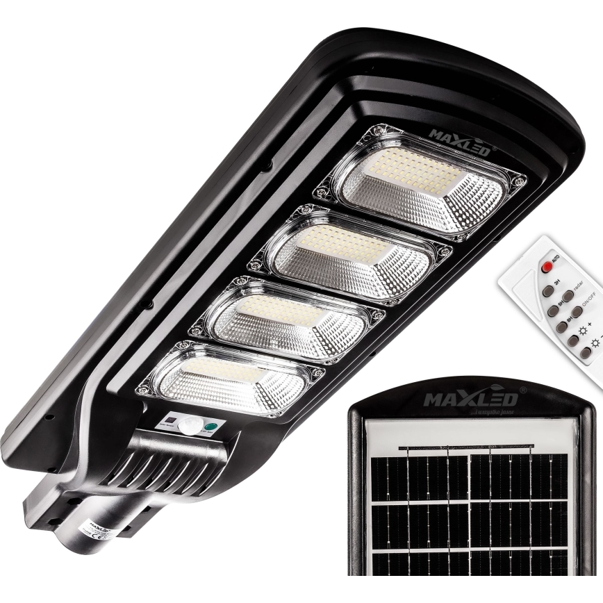 LED Stmievateľná solárna pouličná lampa so senzorom LED/240W/6V 6500K IP65 čierna + diaľkové ovládanie