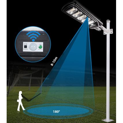 LED Stmievateľná solárna pouličná lampa so senzorom LED/300W/6V 6500K IP65 čierna + diaľkové ovládanie