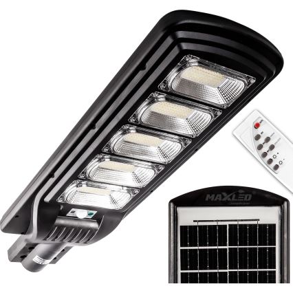 LED Stmievateľná solárna pouličná lampa so senzorom LED/300W/6V 6500K IP65 čierna + diaľkové ovládanie