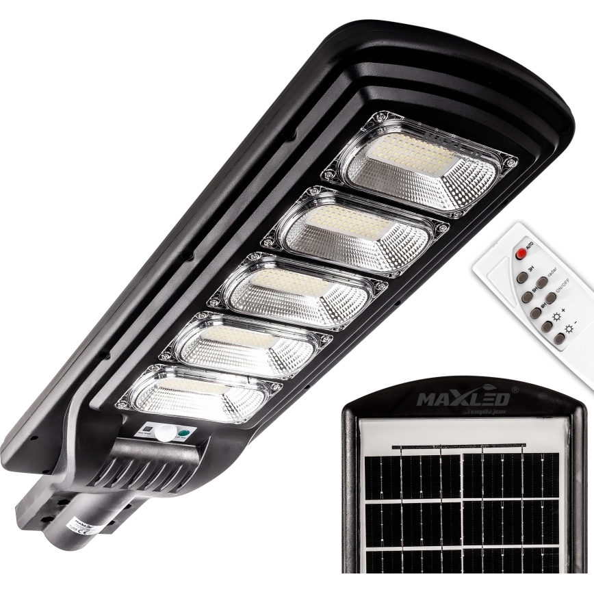 LED Stmievateľná solárna pouličná lampa so senzorom LED/300W/6V 6500K IP65 čierna + diaľkové ovládanie