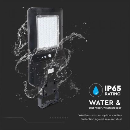 LED Solárna pouličná lampa so senzorom LED/40W/9,6V IP65 6000K 12000 mAh + diaľkové ovládanie