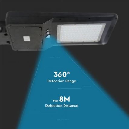 LED Solárna pouličná lampa so senzorom LED/40W/9,6V IP65 6000K 12000 mAh + diaľkové ovládanie