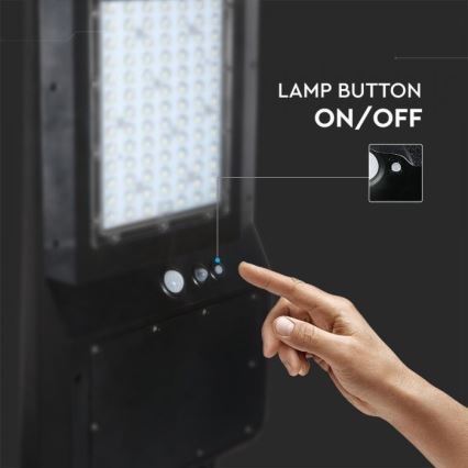 LED Solárna pouličná lampa so senzorom LED/40W/9,6V IP65 6000K 12000 mAh + diaľkové ovládanie