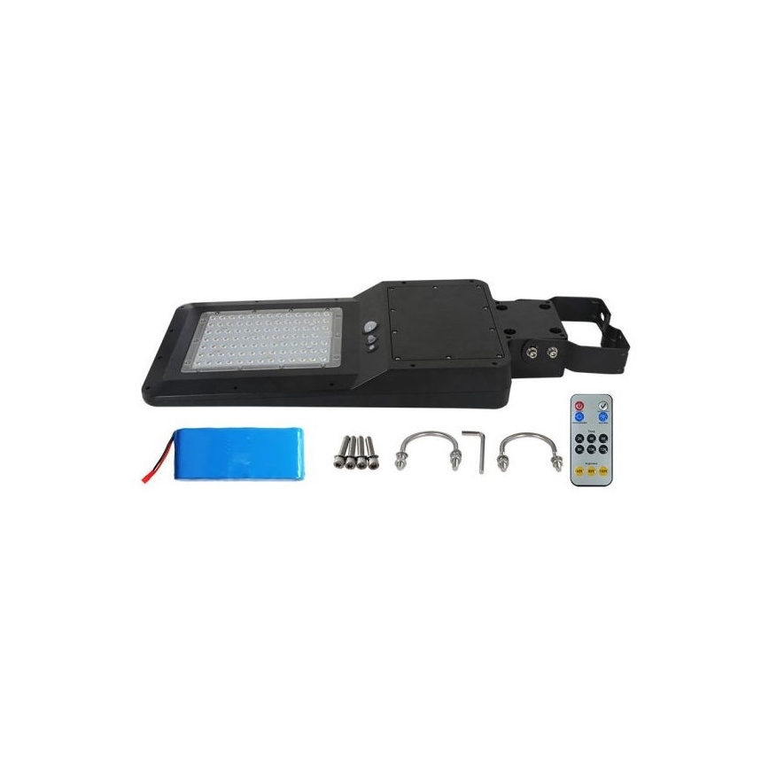 LED Solárna pouličná lampa so senzorom LED/40W/9,6V IP65 6000K 12000 mAh + diaľkové ovládanie