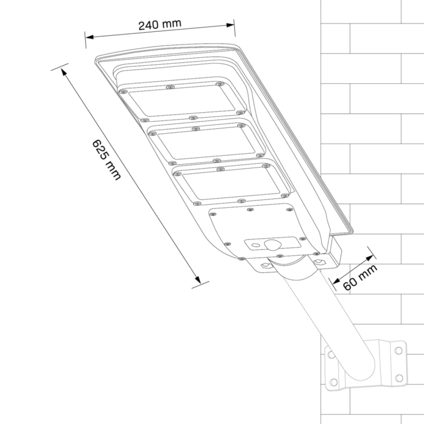 LED Solárna pouličná lampa so senzorom STREET LED/10W/3,2V 10000 mAh IP65 + diaľkové ovládanie