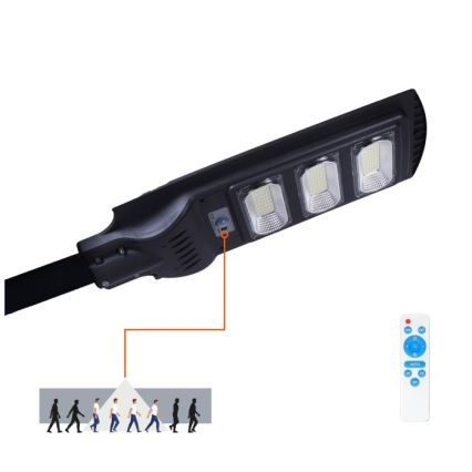 LED Stmievateľná solárna pouličná lampa so senzorom pohybu a súmraku URBI LED/8W/3,2V 6500K IP54 10000 mAh + diaľkové ovládanie