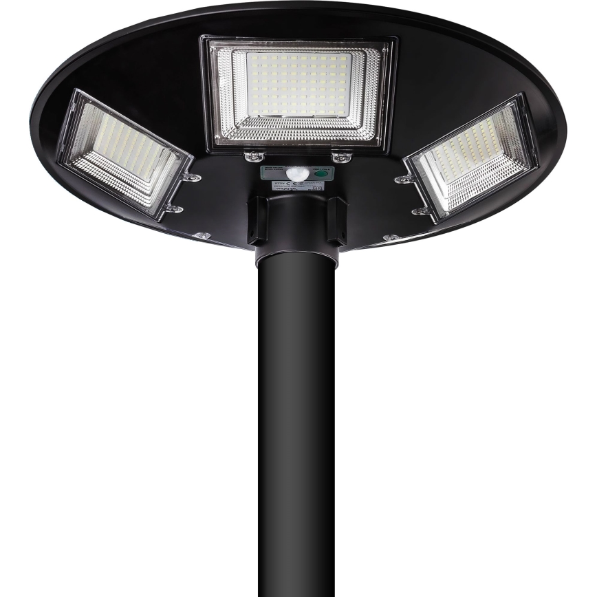 Stmievateľná LED solárna pouličná lampa so senzorom LED/22W/6V 18000 mAh 6500K IP65 čierna + diaľkové ovládanie