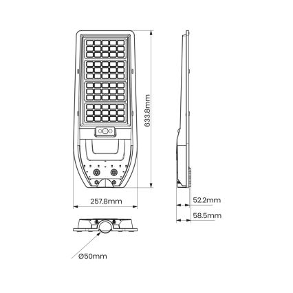 LED Solárna pouličná lampa VIA 150W/15000 mAh 3,2V 6000K IP65 + diaľkové ovládanie