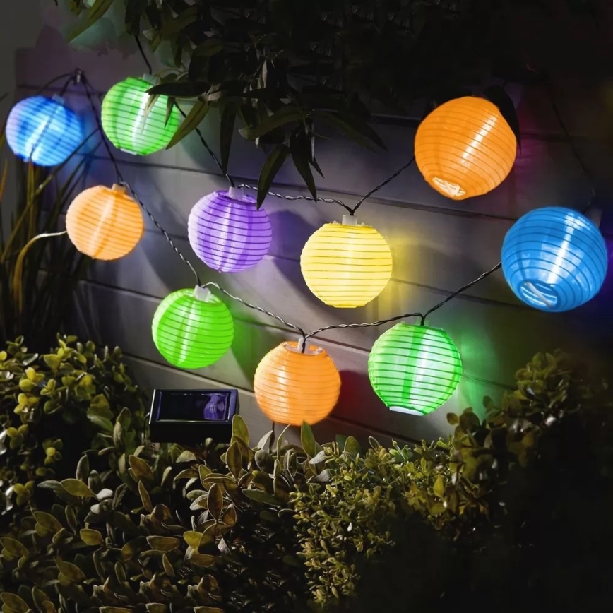 LED Solárna reťaz 10xLED/1,2V 3,7m 300mAh IP44 multicolor