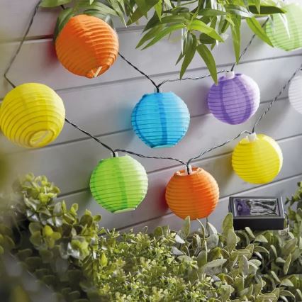 LED Solárna reťaz 10xLED/1,2V 3,7m 300mAh IP44 multicolor