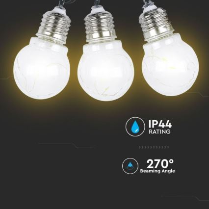 LED Solárna reťaz 10xLED/1W/1,2V 2 m IP44 3000K