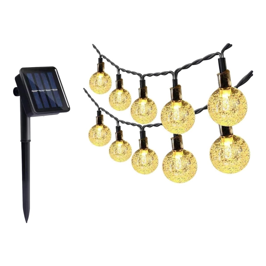LED Solárna reťaz 30xLED/0,12W/1,2V 1xAA 3000K IP44 400 mAh