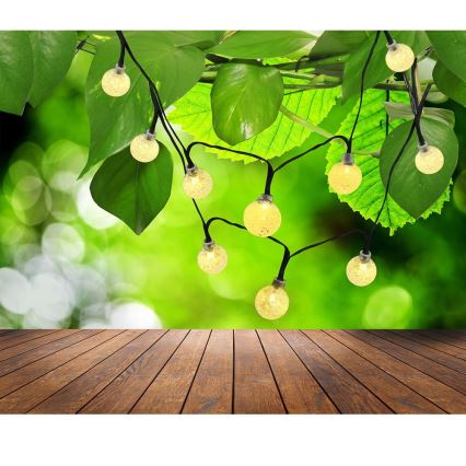 LED Solárna reťaz 30xLED/8 funkcií 300 mAh 4,9m IP44 teplá biela