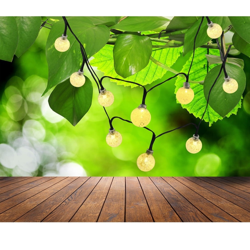 LED Solárna reťaz 30xLED/8 funkcií 300 mAh 4,9m IP44 teplá biela