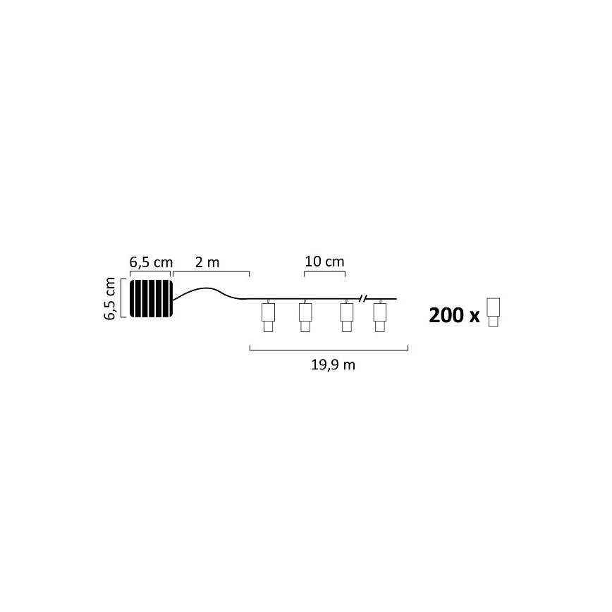LED Solárna reťaz SHINE 200xLED/1,2V 600 mAh 21,9 m IP44