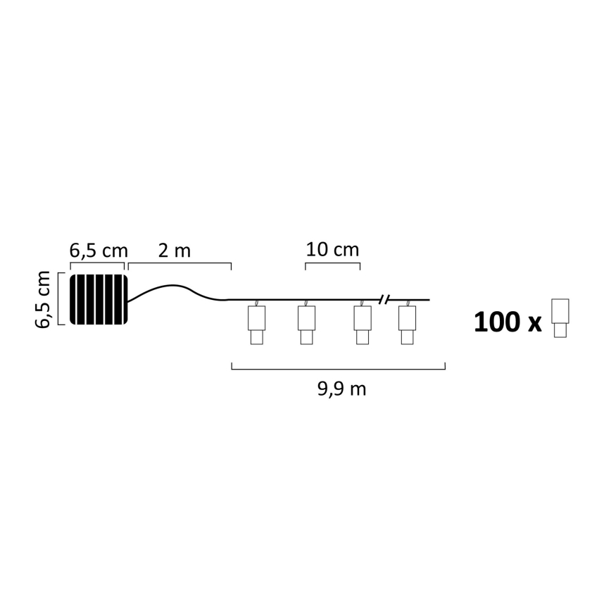 LED Solárna reťaz SHINE MULTI 100xLED/1,2V 11,9 m IP44